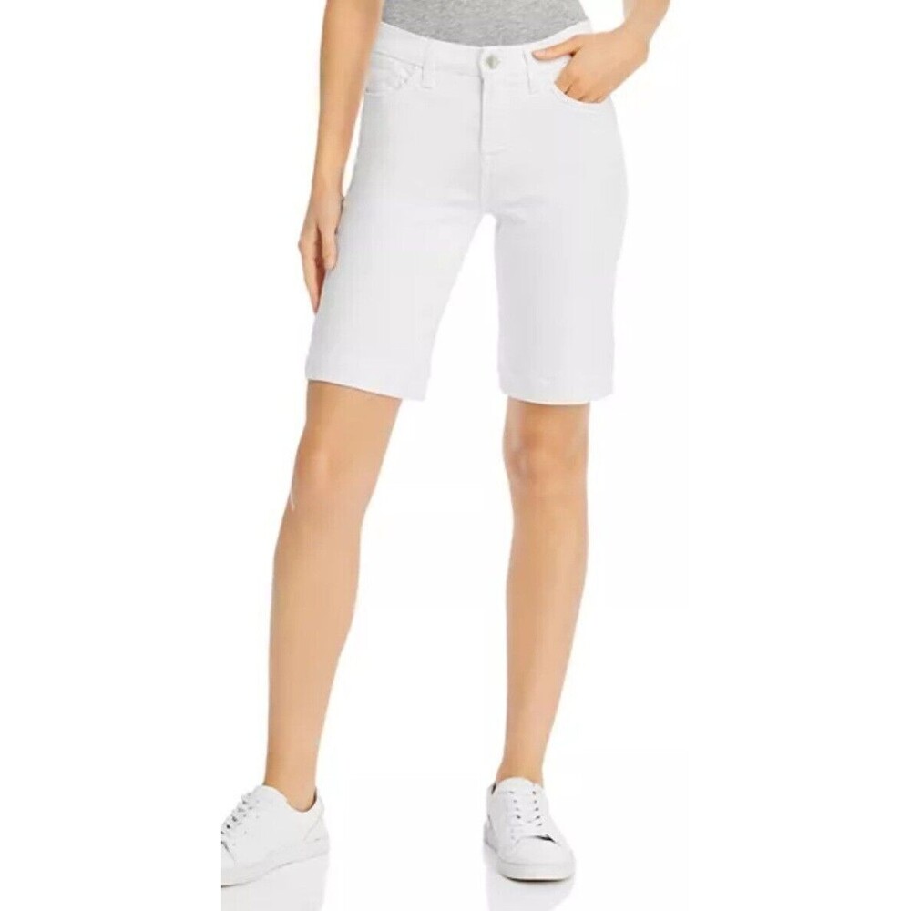 Jen7 by 7 For All Mankind Women's White/Bermuda Jean Shorts Size 12 NWT stretch